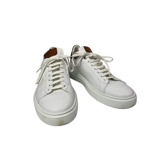 Good Man Men\'s White Leather Low Top Lace Up Athletic Sneakers Shoes Size 11
